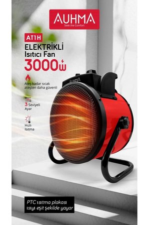 Güçlü 3000 Watt Taşınabilir Elektrikli Portatif Isıtıcı Soba Sıcak Hava Üfleyen Fan Radyatör