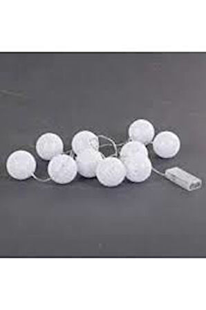 10'lu Işıklı Beyaz Top Dekoratif Aydınlatma Süs