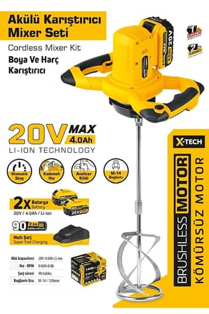 5440 Profesyonel Akülü Karıştırıcı Mıxer 20V 2*4.0 Ah (Kömürsüz Motor)