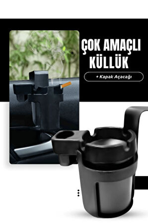 Siyah Araç içi Askılıklı Çakmaklık Bölmeli Soda Aaçacaklı Poşet Askılı Küllük