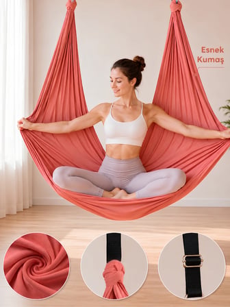Beylini Yoga Hamağı Fly Salıncağı Yükseklik Ayarlanabilir Antigravity Esnek Askılı Denge Spor Aleti Pilates Fitness Denge Esneme Gerdirme Gelişim