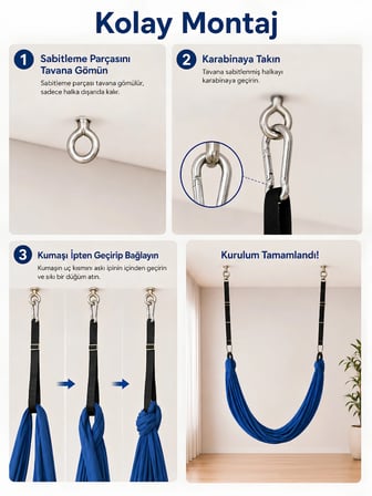 Beylini Yoga Hamağı Fly Salıncağı Yükseklik Ayarlanabilir Antigravity Esnek Askılı Denge Spor Aleti Pilates Fitness Denge Esneme Gerdirme Gelişim