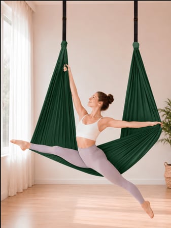 Beylini Yoga Hamağı Fly Salıncağı Yükseklik Ayarlanabilir Antigravity Esnek Askılı Denge Spor Aleti Pilates Fitness Denge Esneme Gerdirme Gelişim Yeşil