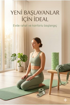 Evde Yoga Premium Seti – Yoga Matı, Mat Çantası, Yoga Kemeri ve Foam Roller İçeren Başlangıç Yoga ve Pilates Seti