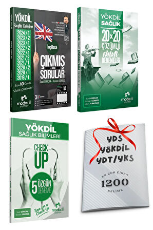 Yökdil Sağlık Çıkmış Sorular - Sağlık 20x20 Deneme + 5 Deneme - En Çok Çıkan 1200 Kelime Hediyeli