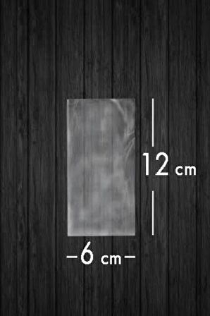 Parlak Bantsız Şeffaf Jelatin - Kurabiye Aksesuar Poşeti   6x12cm 100 Adet
