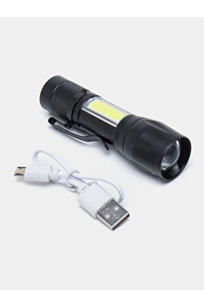 Ultra Güçlü 2500 Lumen 5w Cob Led Usb Şarjlı El Feneri Avcılık,kamp Feneri Deprem Çantalık Fener