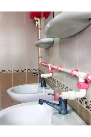 Hilal Kimya Merkezi Depolu 20 Lt 2 Musluklu Butonlu Sıvı Sabunluk Sistemi – Okul, Cami ve Toplu Kullanım İçin - Pembe