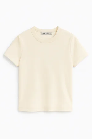 Crop Kısakollu Body Ekru