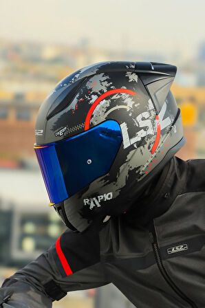 RAPID 2 CIRCLE MAT SİYAH-KIRMIZI KASK + SPOILER