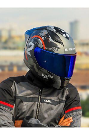 RAPID 2 CIRCLE MAT SİYAH-KIRMIZI KASK + SPOILER