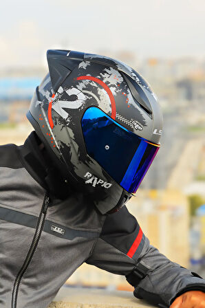 RAPID 2 CIRCLE MAT SİYAH-KIRMIZI KASK + SPOILER