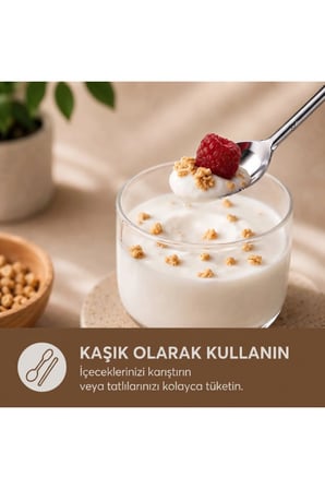 2 Adet Kaşıklı Metal Pipet Seti – Paslanmaz Çelik Kaşık Uçlu Pipet, Temizleme Fırçalı, Reusable Stainless Steel Straw