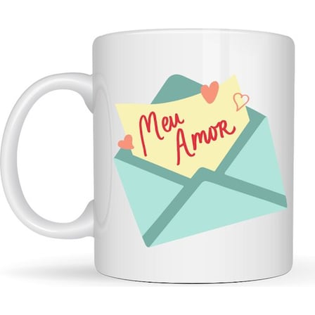 Meu Amor Tasarımlı Porselen Kupa Model 11 - Romantik Kalp Desenli Sevgili Kupası - Özel Tasarım Kahve & Çay Kupası