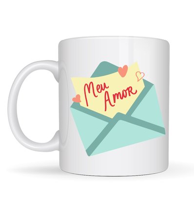 Meu Amor Tasarımlı Porselen Kupa Model 11 - Romantik Kalp Desenli Sevgili Kupası - Özel Tasarım Kahve & Çay Kupası