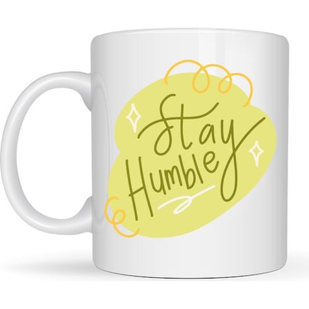 Stay Humble Porselen Kupa MODEL 129 – Minimal Motivasyon Kupası, Şık Tasarım, Günlük Kahve & Çay Kupası
