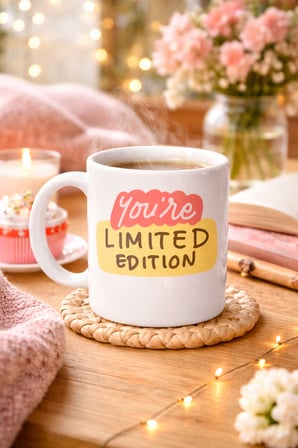 You’re Limited Edition "SEN EŞSİZSİN" Yazılı Porselen Kupa MODEL 152 – Motivasyon Temalı, Özel Tasarım Kahve & Çay Kupası