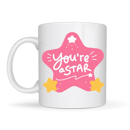 You’re a Star "SEN YILDIZSIN" Yazılı Porselen Kupa MODEL 154 – Motivasyon Temalı, Özel Tasarım Kahve & Çay Kupası