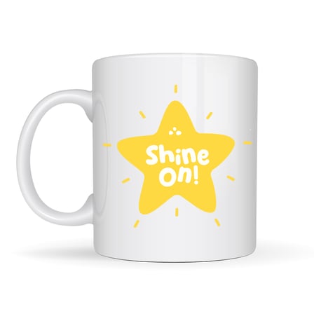 Shine On "PARLAMAYA DEVAM ET" Yıldız Tasarımlı Porselen Kupa MODEL 155 – Motivasyon Kupası – Günlük Kullanıma Uygun Şık Kahve & Çay Kupası