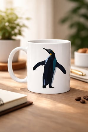 Nihilist Penguen Tasarımlı Porselen Kupa MODEL 159 – Sürüden Ayrılanlara Özel Minimalist Kahve Kupası – Özgün Tasarım Hediyelik Kupa