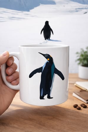 Nihilist Penguen Tasarımlı Porselen Kupa MODEL 159 – Sürüden Ayrılanlara Özel Minimalist Kahve Kupası – Özgün Tasarım Hediyelik Kupa