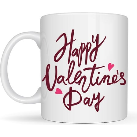 Happy Valentine’s Day Baskılı Porselen Kupa Model 2 – Sevgililer Günü Özel Tasarım