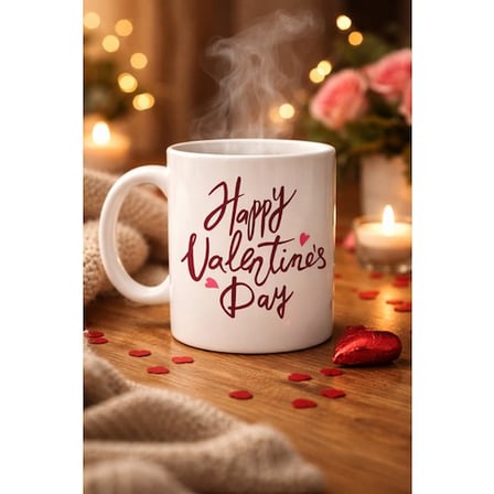 Happy Valentine’s Day Baskılı Porselen Kupa Model 2 – Sevgililer Günü Özel Tasarım