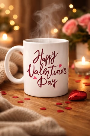 Happy Valentine’s Day Baskılı Porselen Kupa Model 2 – Sevgililer Günü Özel Tasarım