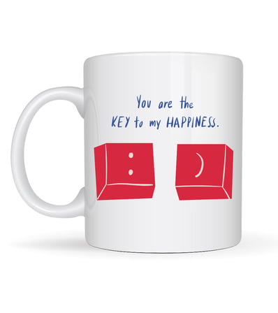 Model 25 – You Are the Key to My Happiness Tasarımlı Porselen Kupa -Anlamlı & Romantik Hediye