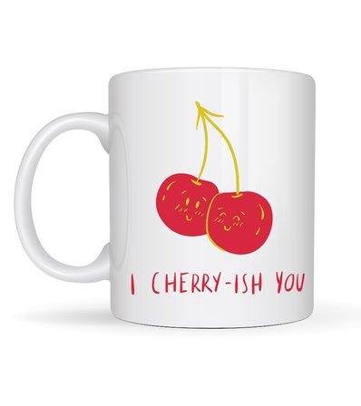 Model 26 – I Cherry-Ish You Yazılı Sevimli Kiraz Tasarımlı Porselen Kupa - Aşk Dolu Hediye Fikri