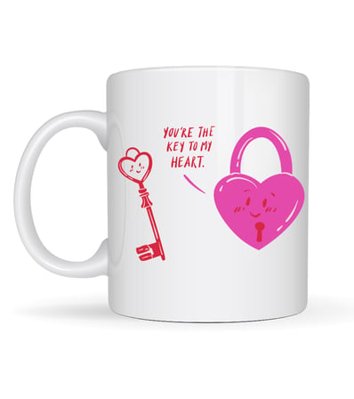 Model 27 – You’re The Key To My Heart Tasarımlı Porselen Kupa - Sevgiliye Arkadaşa Özel Anlamlı Hediye