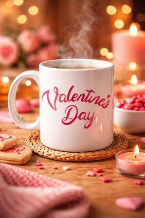 Valentine’s Day Porselen Kupa Model 3 – Aşk Temalı Özel Tasarım Kahve & Çay Kupası , Sevgililer Günü Hediyesi