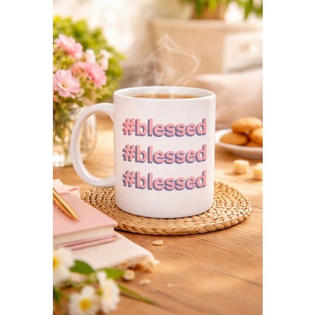 #Blessed Yazılı Porselen Kupa Model 34 – Motivasyonlu Kahve Kupası - Günlük Kullanım & Hediye