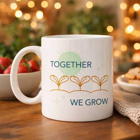 Together We Grow Tasarımlı Porselen Kupa Model 38 – Sevgi Temalı Özel Hediye Kupası