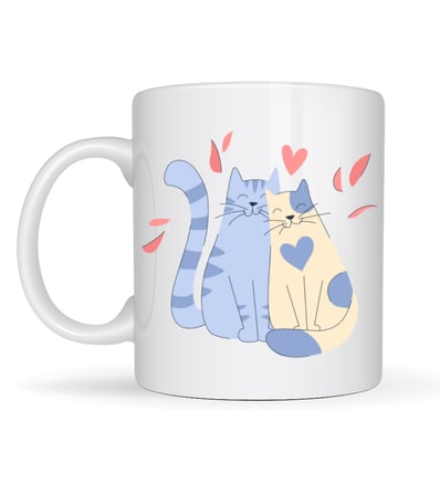 Sevimli Aşık Kediler Desenli Porselen Kupa Model 42 – Love Cats Tasarım Sevgiliye Hediye, Kahve & Çay Kupası