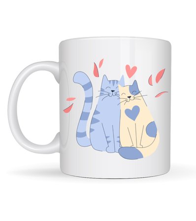 Sevimli Aşık Kediler Desenli Porselen Kupa Model 42 – Love Cats Tasarım Sevgiliye Hediye, Kahve & Çay Kupası