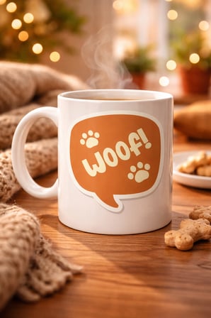 Bezos Professional Porselen Kupa Woof Köpek Temalı