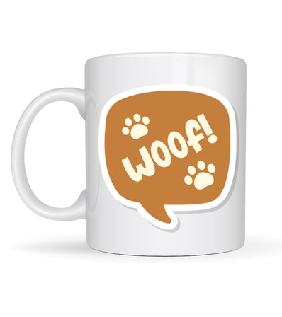 Woof! Köpek Temalı Porselen Kupa Model 54 – Sevimli Patili Tasarım, Kahve & Çay Kupası, Hayvanseverlere Özel Hediye