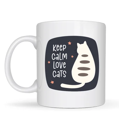 Keep Calm Love Cats Kedi Temalı Porselen Kupa MODEL 56 – Sevimli Tasarım , Kahve & Çay Kupası