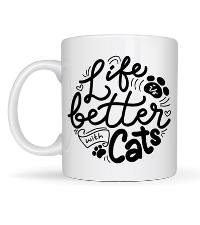 Life is Better With Cats – Kedi Severlere Özel Porselen Kupa MODEL 59 Sevimli Tasarım Hediyelik Kahve Kupası