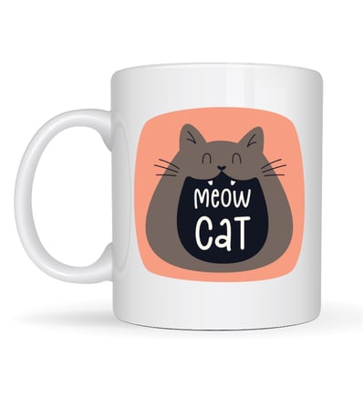 Meow Cat – Sevimli Kedi Tasarımlı Porselen Kupa MODEL 66 Eğlenceli Kahve & Çay Kupası Hediyelik