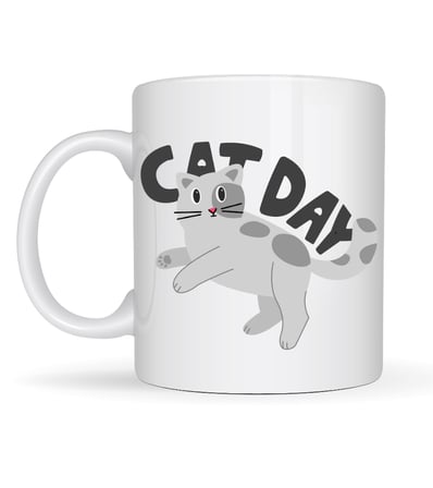 Cat Day Kedi Desenli Porselen Kupa MODEL 67 – Sevimli Kedi Figürlü, Günlük Kullanıma Uygun, Kahve & Çay Kupası