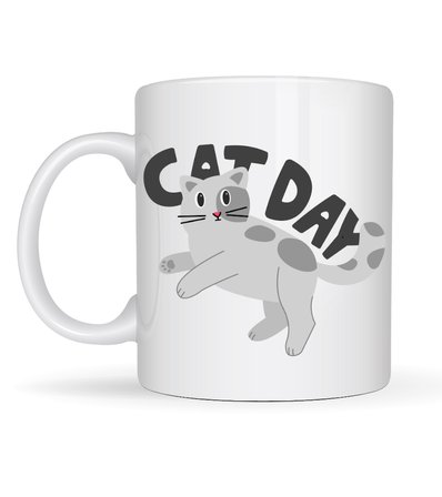 Cat Day Kedi Desenli Porselen Kupa MODEL 67 – Sevimli Kedi Figürlü, Günlük Kullanıma Uygun, Kahve & Çay Kupası