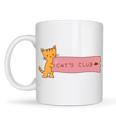 Cat’s Club Kedi Desenli Porselen Kupa MODEL 68 – Sevimli Turuncu Kedi Figürlü, Kahve & Çay Kupası, Kedi Severlere Özel Hediye