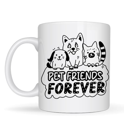 Pet Friends Forever Porselen Kupa MODEL 69 – Kedi & Köpek Figürlü Sevimli Tasarım, Hayvan Severlere Özel Kahve ve Çay Kupası
