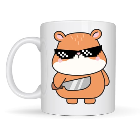 Cool Hamster Tasarımlı Porselen Kupa MODEL 81 – Eğlenceli, Karizmatik ve Enerji Dolu Kahve Kupası