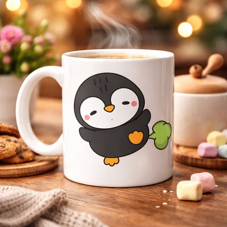 Şaşkın Penguen Tasarımlı Porselen Kupa MODEL 89 – Eğlenceli, Neşeli ve Sıcacık Kahve Keyfi