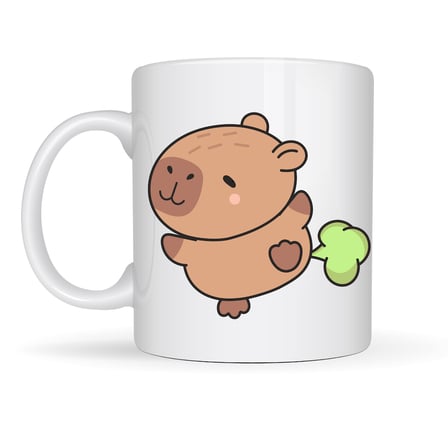 Sevimli Kapibara Desenli Porselen Kupa MODEL 96 CAPYBARA – Neşeli Tasarım, Kahve & Çay Kupası, Hediyelik Porselen Bardak