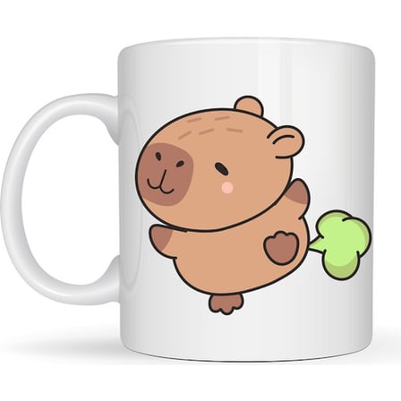 Sevimli Kapibara Desenli Porselen Kupa MODEL 96 CAPYBARA – Neşeli Tasarım, Kahve & Çay Kupası, Hediyelik Porselen Bardak