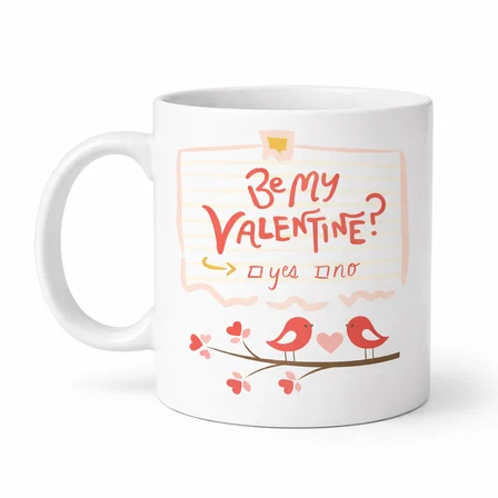 Be My Valentine Porselen Kupa Model 7 - Sevgililer Günü Hediyesi-Aşk Temalı Sevimli Kupa